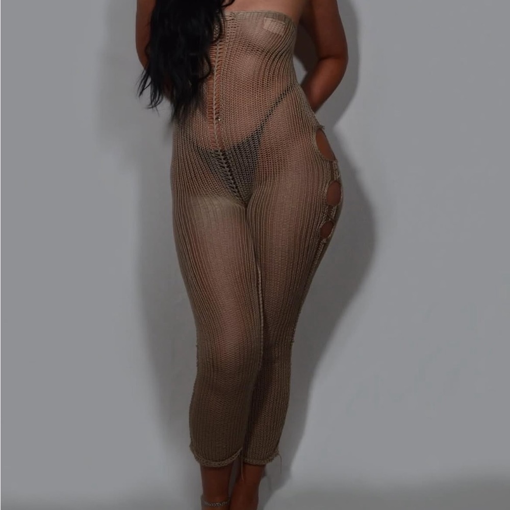 Werldpiece Knit Jumpsuit Medium Tan